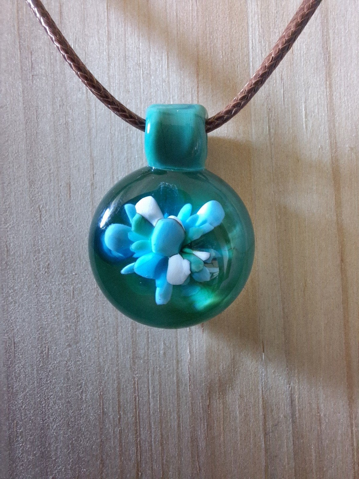 handgemaakte lampwork glas hanger, Verzenden, Nieuw, Groen, Overige materialen