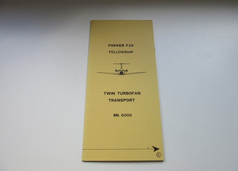 Fokker F 28 fellowship brochure Mk 6000 Twin turbofan transp, Verzenden, Zo goed als nieuw, Overige typen