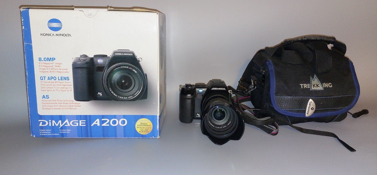 Konica Minolta DiMAGE A200 8.0MP Digitale Camera met Tas, Gebruikt, Minolta, Ophalen of Verzenden, Compactcamera