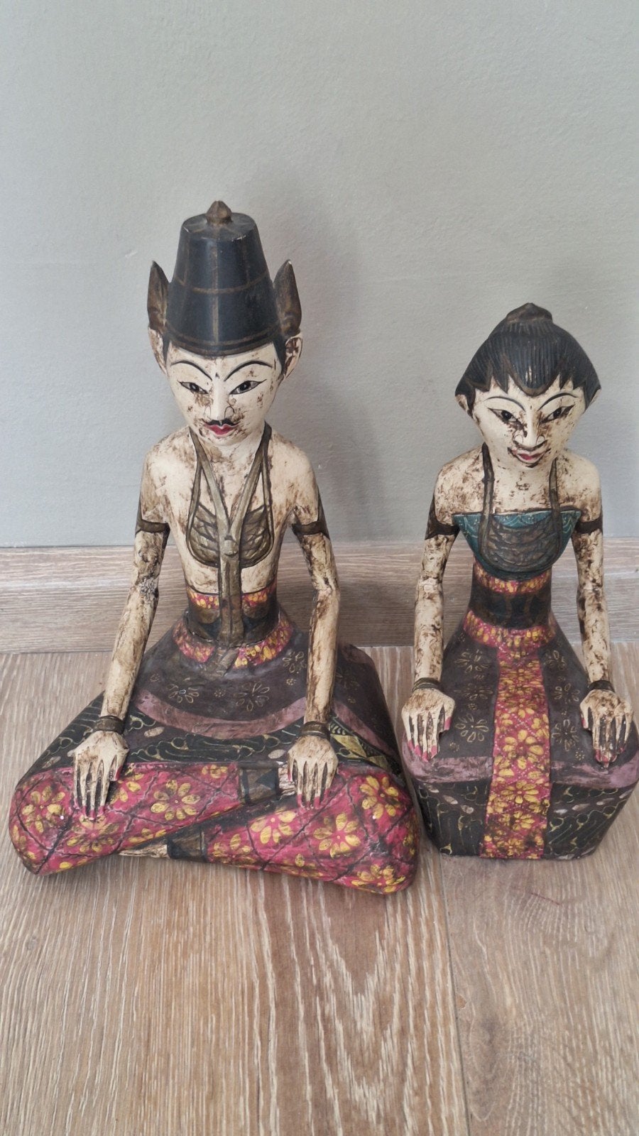 Loro Blonyo houtsnijwerk man vrouw Java bruidspaar Asia, Houtsnijwerk, Ophalen of Verzenden, 20 - 50 cm, Hout