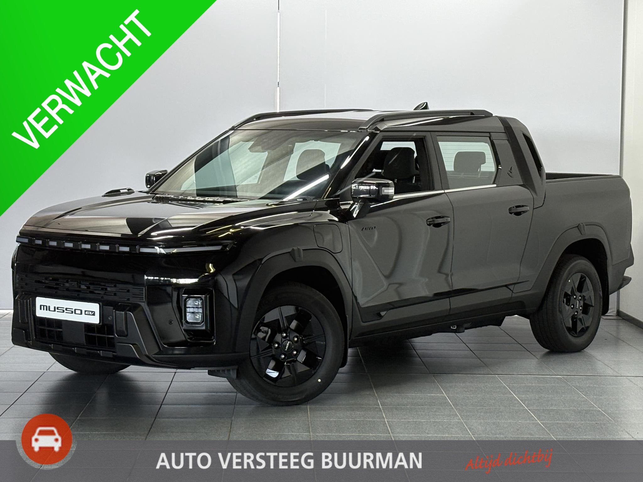 KGM Musso EV Black Line 80.6 kWh 4WD Luxe leder/suede bekled, Auto's, Overige Auto's, 12 maanden, Stof, Zwart, 379 km