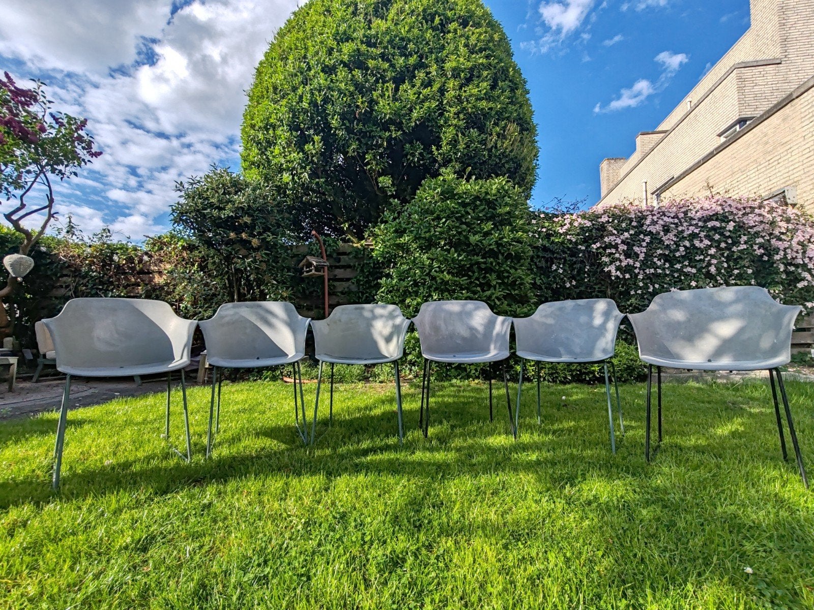 Gratis 6 tuinstoelen, Tuin en Terras, Tuinbanken, Ophalen, Gebruikt, Kunststof
