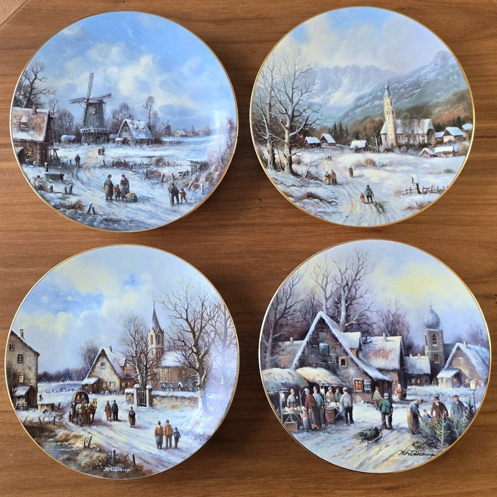 Set van 4 porseleinen kerstborden (met certificaten), Ophalen of Verzenden