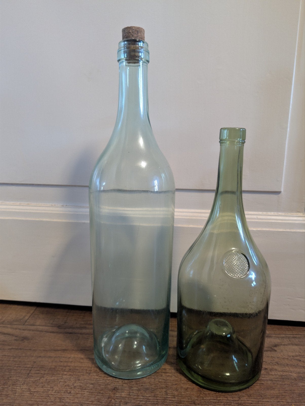 Twee grote glazen vintage flessen, Ophalen of Verzenden, Zo goed als nieuw, Glas, Landelijk