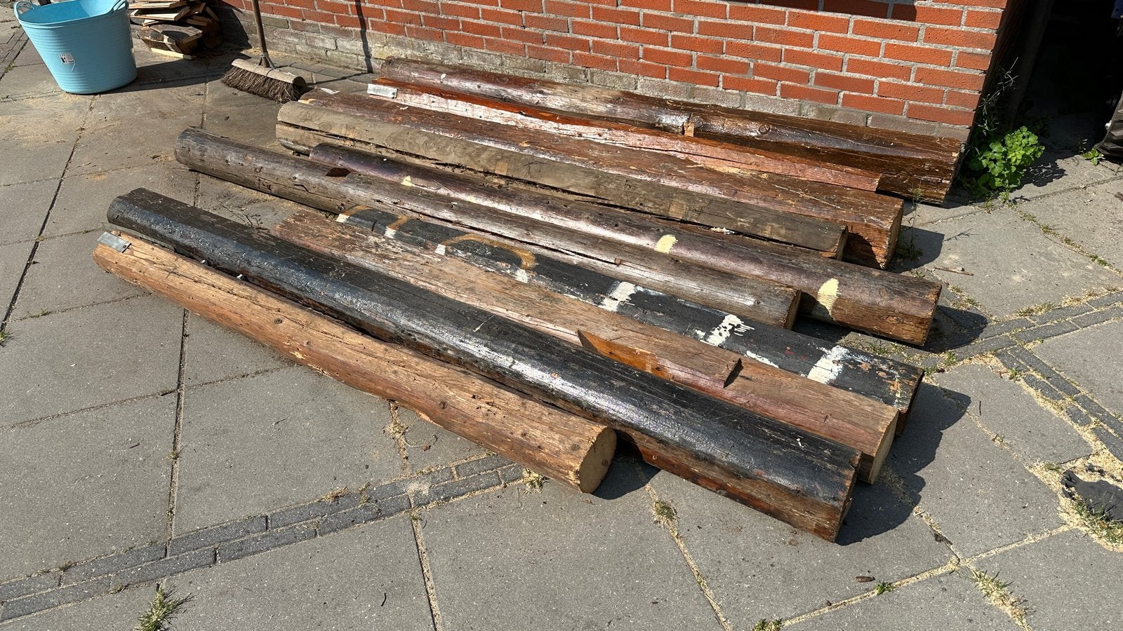 10st Rondhout dia 15-19cm, lengtes 1,7-2,3m, Ophalen, Gebruikt, Overige typen, 50 mm of meer