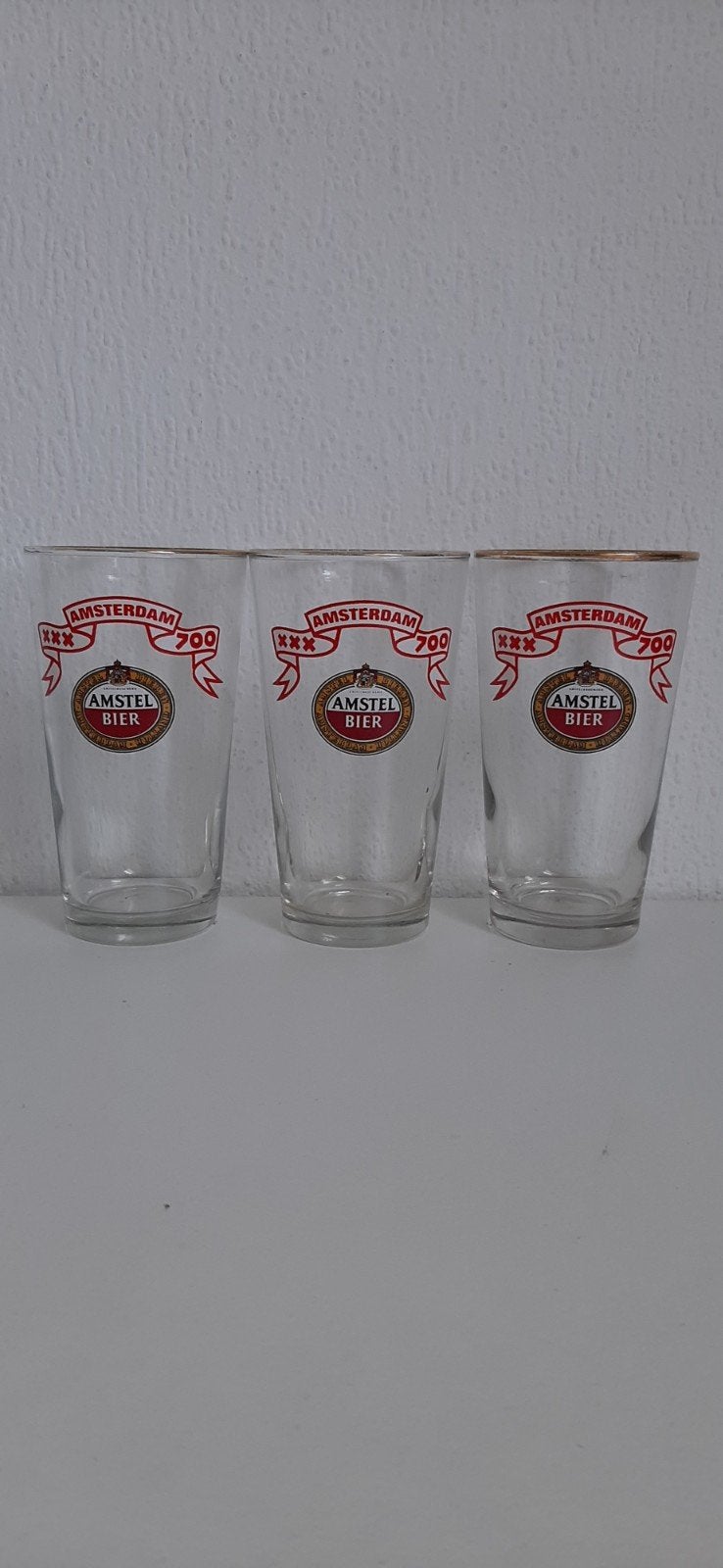Set van 3 Amstel Bier glazen - Amsterdam 700, Verzamelen, Ophalen of Verzenden, Gebruikt, Bierglas