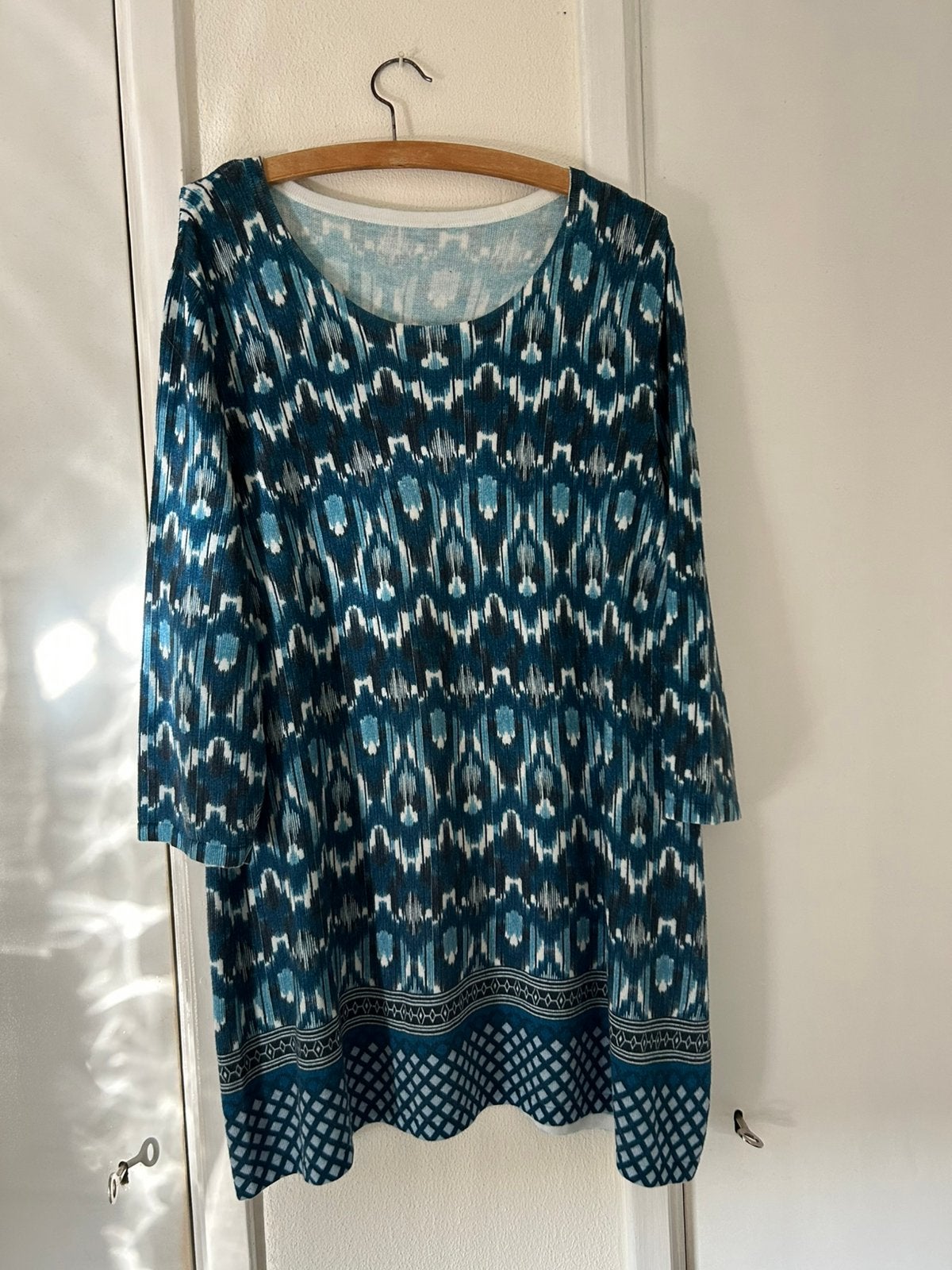 Shirt/tuniek, maat 44, blauw Ikat motief, Ophalen of Verzenden, Zo goed als nieuw, Maat 42/44 (L), Blauw