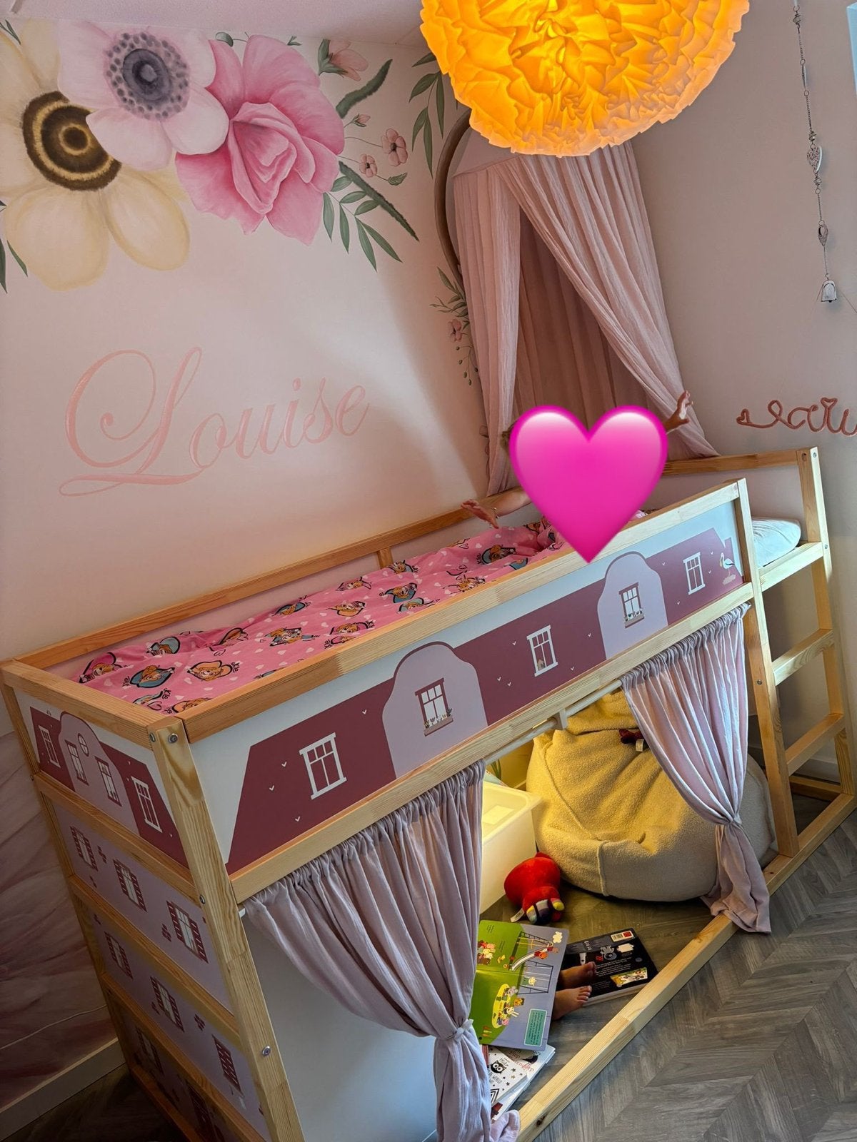 IKEA Kura bed met huisje-decoratie en gordijnen, Ophalen, 85 tot 100 cm, Gebruikt, Hoogslaper of Stapelbed