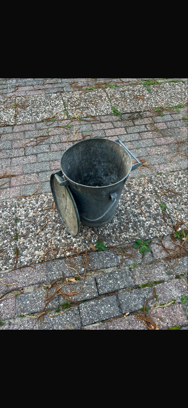 Vintage Zinken Emmer met Deksel en Handgreep, Ophalen, Gebruikt, Zink, Met deksel