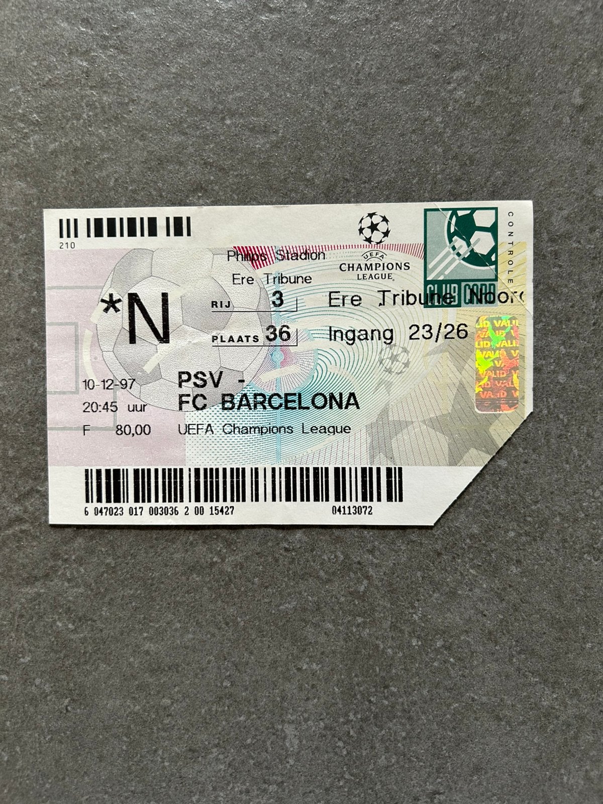 PSV - Barcelona ticket, Ophalen of Verzenden, PSV, Overige typen