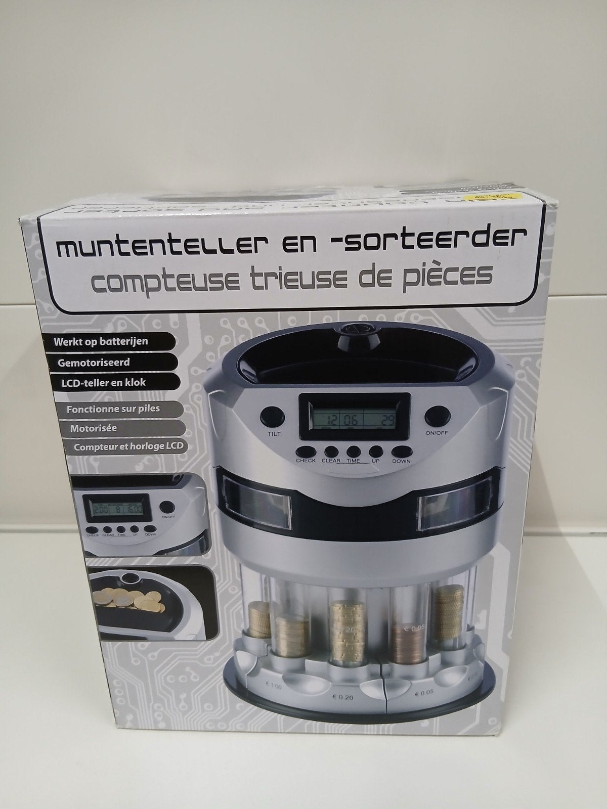 Muntenteller en -sorteerder met LCD-display, Ophalen