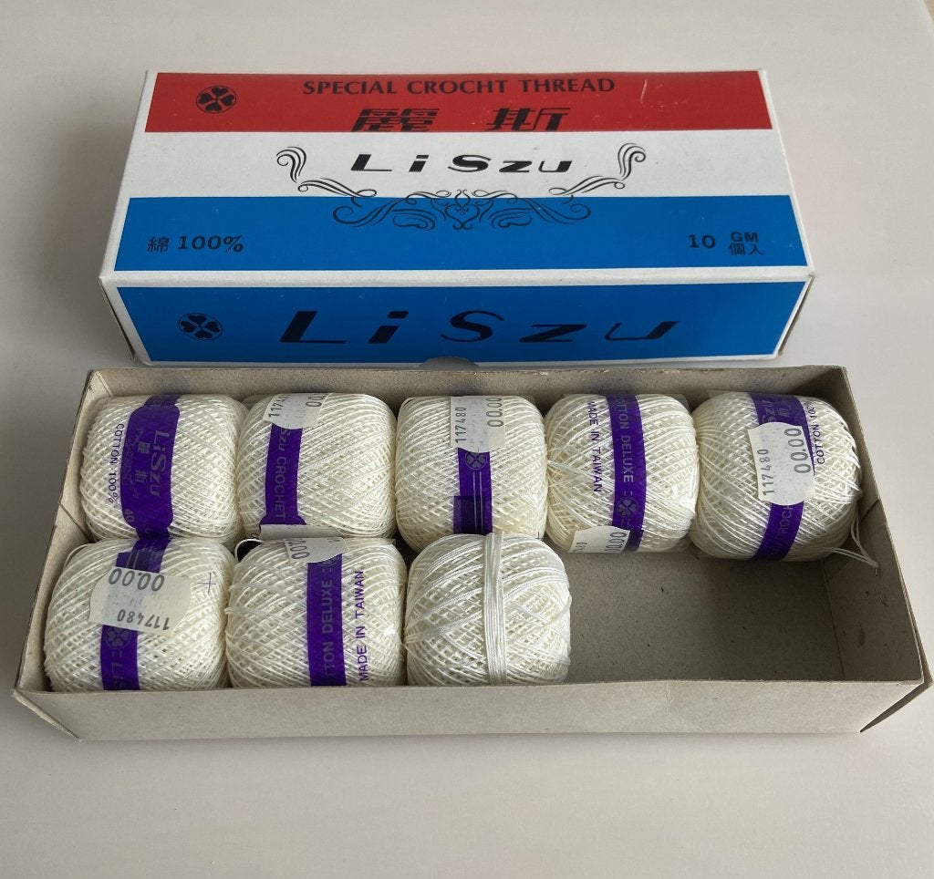 Vintage Wit LiSzu Crochet Garen 40 100% katoen 10 gram, Ophalen of Verzenden, Zo goed als nieuw, Breien of Haken, Wol of Garen