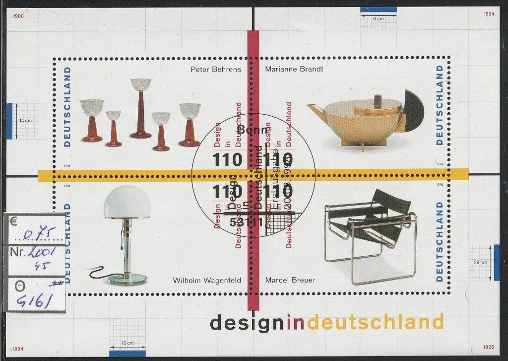 Bund Design Blok 45 Michel 2001 Nr.G161g, Verzenden, 1990 tot heden, Gestempeld