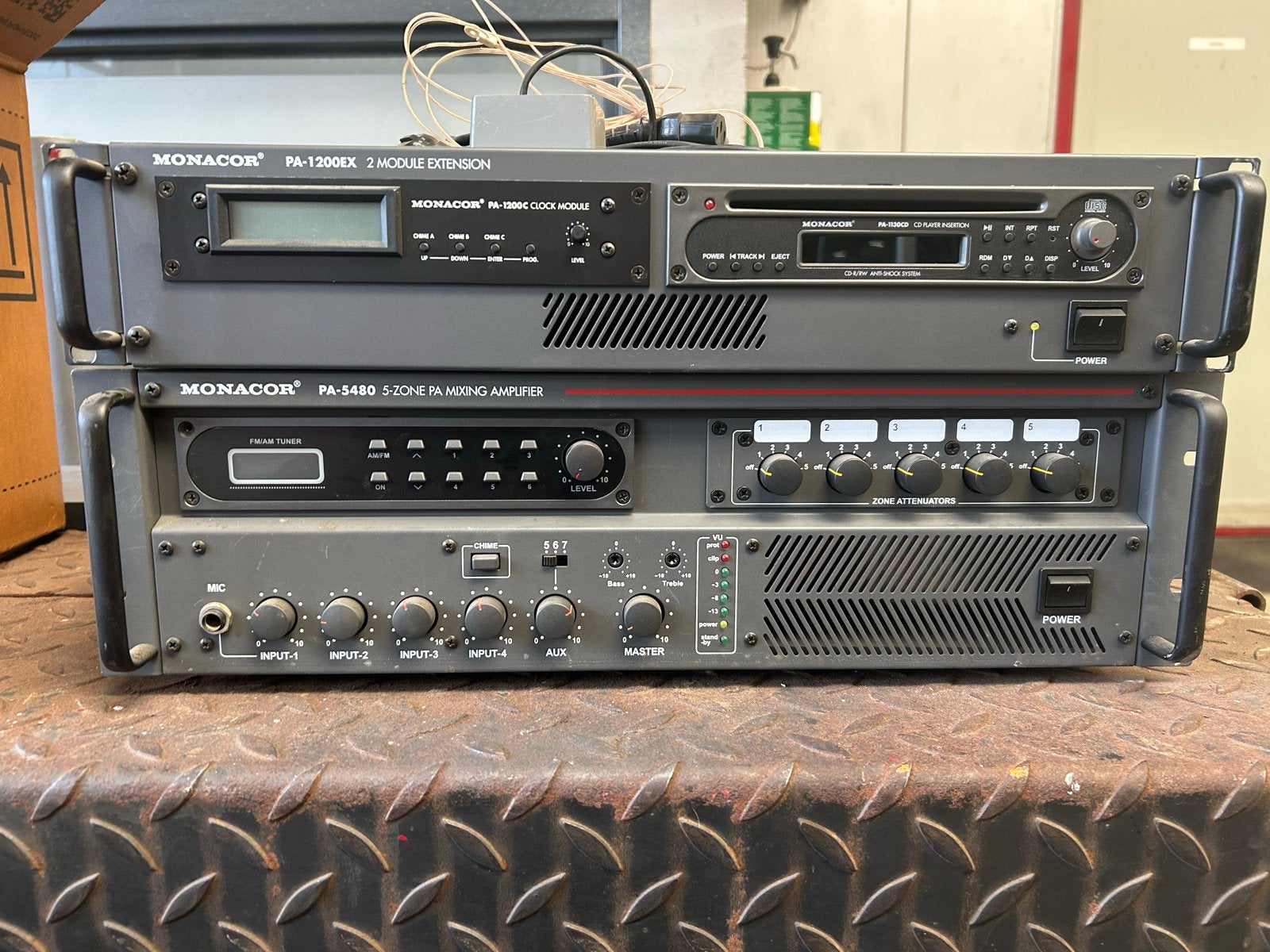 Monacor PA-1200EX & PA-5480 PA Mengversterker Set, Audio, Tv en Foto, Ophalen, Gebruikt, Audio