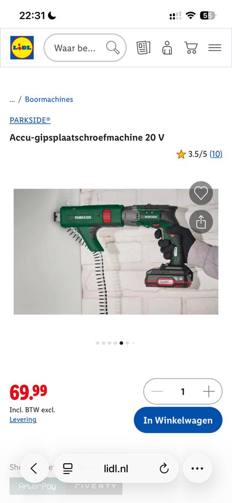2x Parkside Accu-gipsplaatschroefmachine 20 V, Doe-het-zelf en Verbouw, Gereedschap | Boormachines, Ophalen of Verzenden, Nieuw