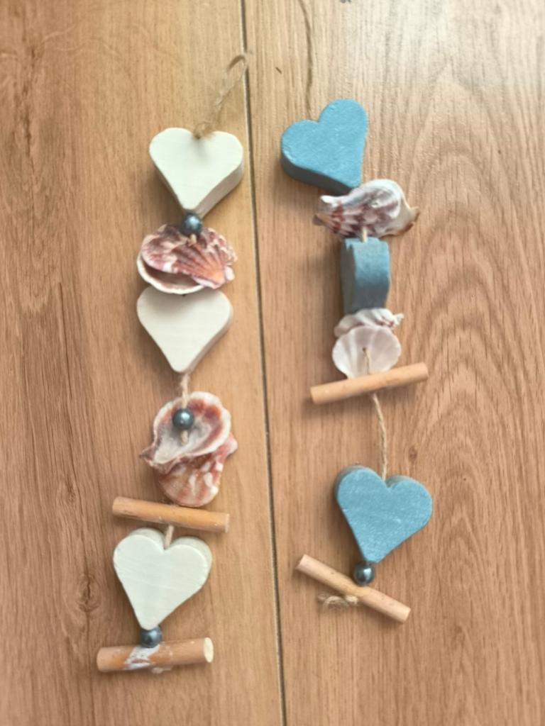 Decoratieve Harten Hangers - Strandstijl, Ophalen, Hout, Wit, Landelijk