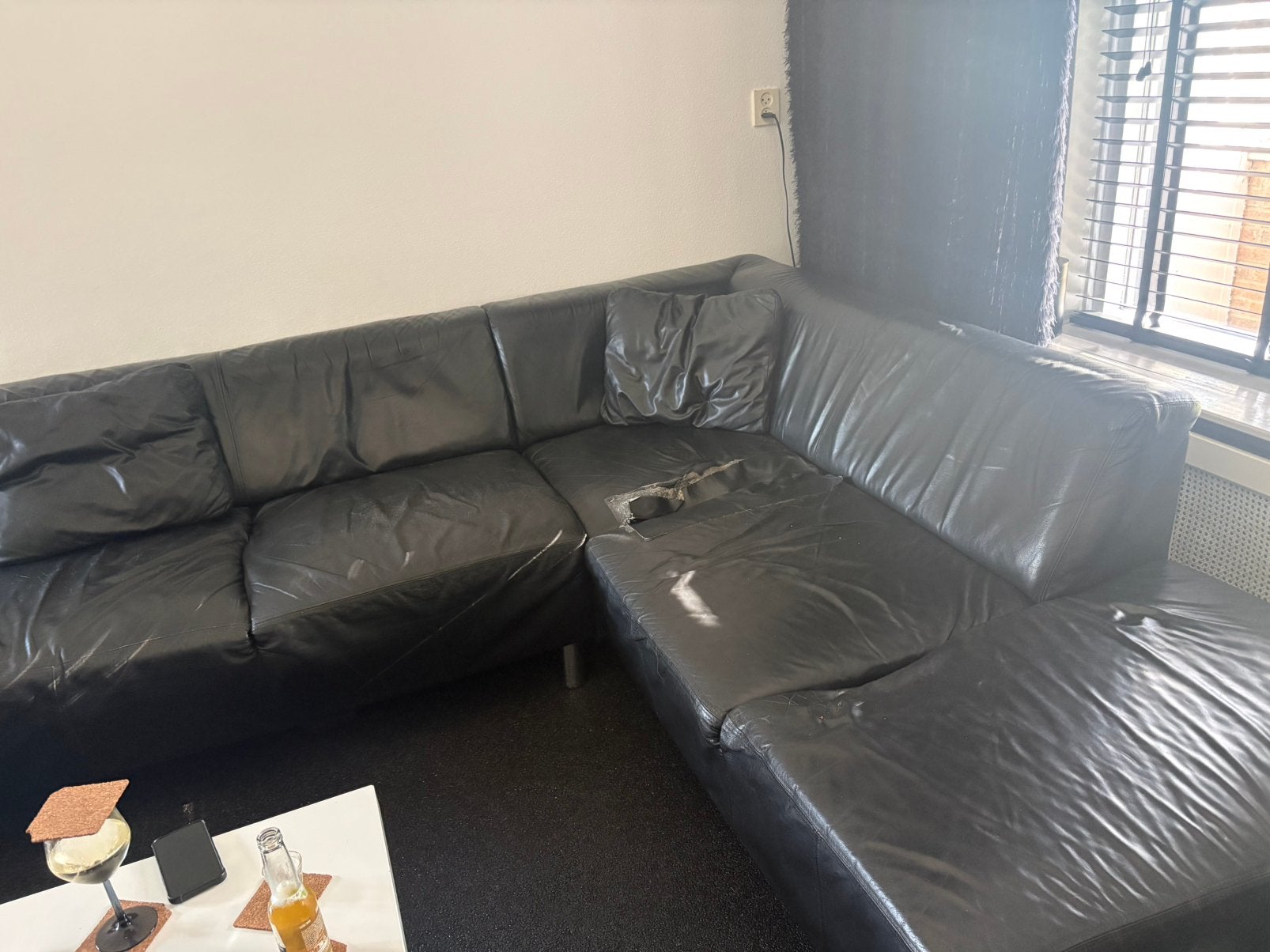Gratis af te halen leren hoekbank Keet bank, Ophalen, Gebruikt, Leer