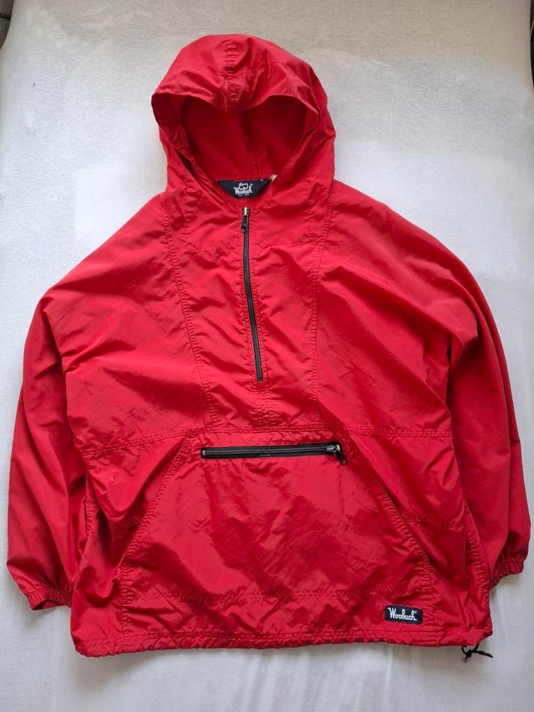 Vintage WOOLRICH Anorak Windbreaker - Maat L/XL - Retro Rood, Maat 56/58 (XL), Ophalen of Verzenden, Rood, Gedragen
