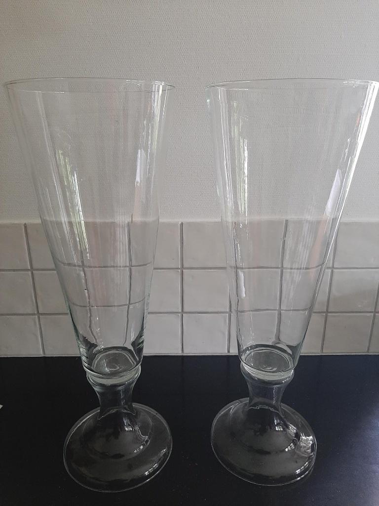 2 grote glazen vazen, Huis en Inrichting, Woonaccessoires | Vazen, Ophalen, Overige kleuren, 50 tot 75 cm, Glas