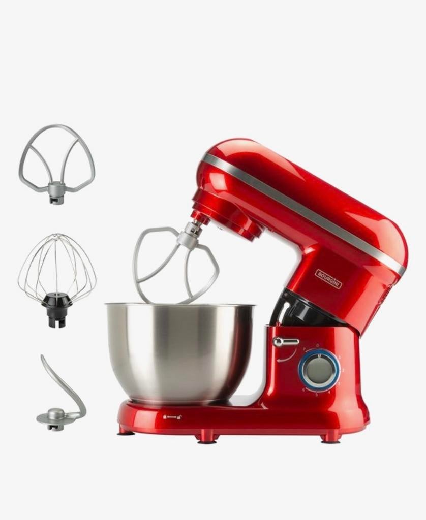 Rode Bourgini Keukenmixer - Zo goed als nieuw!, Witgoed en Apparatuur, Keukenmixers, Zo goed als nieuw, 3 tot 4 liter, 3 snelheden of meer