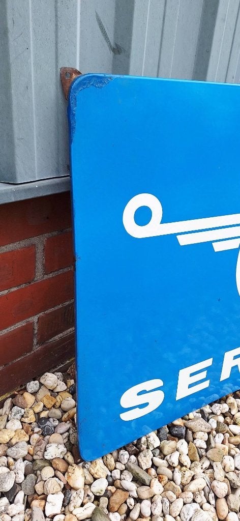 Groot emaille bord DAF SERVICE, 100% origineel & authentiek!, Ophalen, Reclamebord, Gebruikt, .