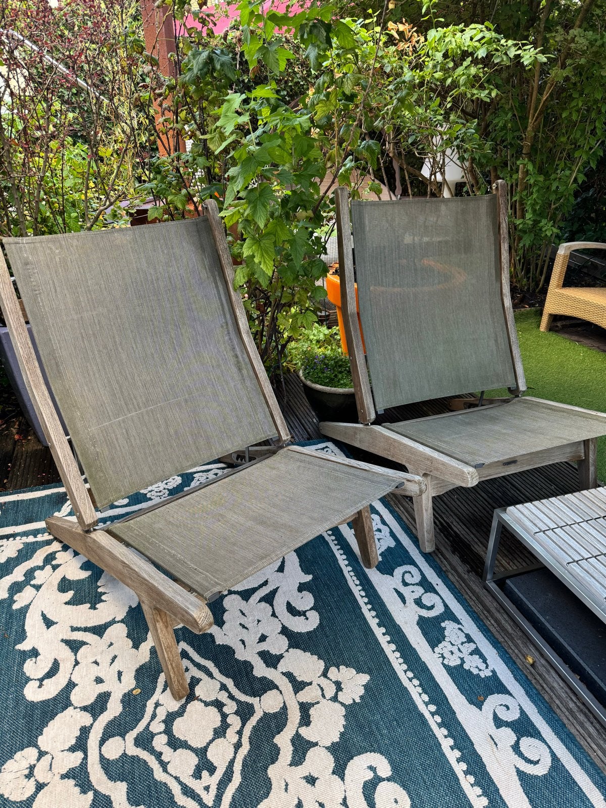 2 Gloster Bay Recliner stoelen - verstelbaar en comfortabel, Tuin en Terras, Ophalen, Gebruikt, Teakhout, Verstelbaar