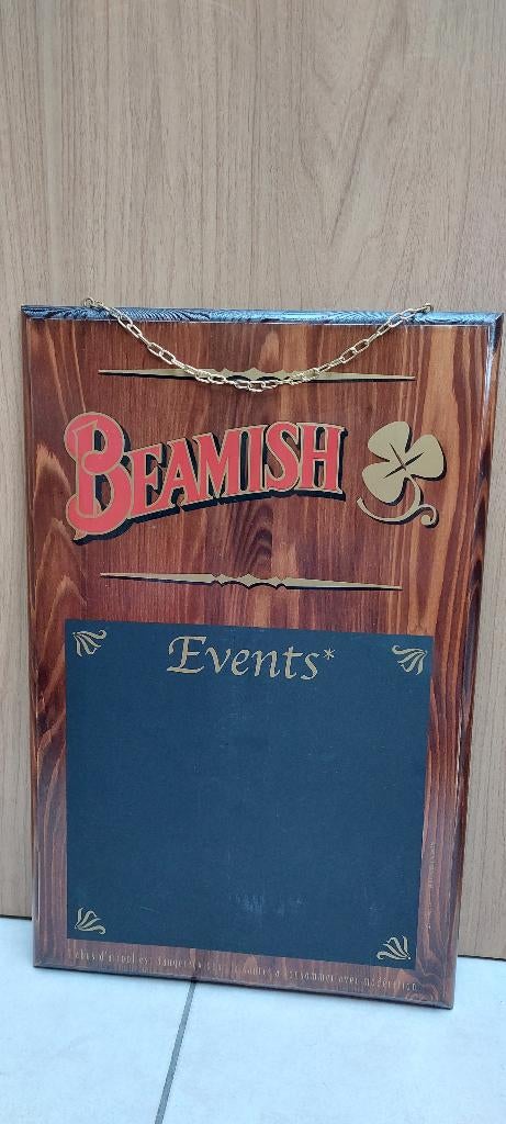 Authentiek houten pubbord met krijtbord Beamish Irish Stout, Verzamelen, Ophalen of Verzenden, Nieuw, Reclamebord, Plaat of Schild
