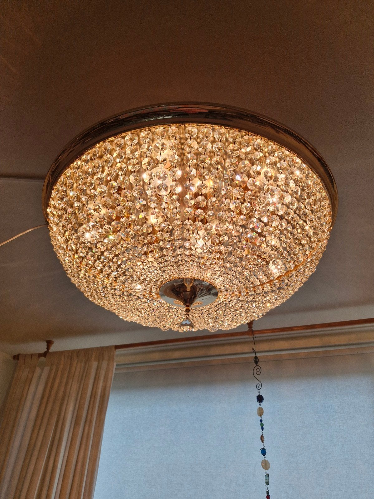 Een gave grote swarovski kristallen plafonnière 80.00 Cm, Ophalen of Verzenden, Zo goed als nieuw