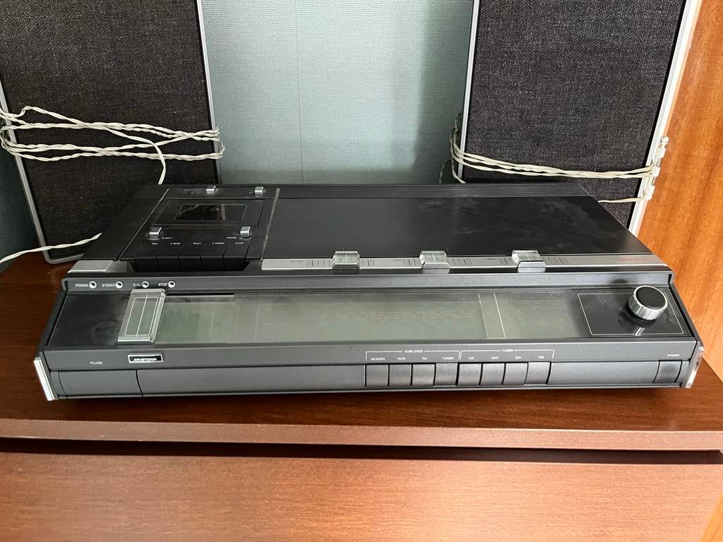 Vintage Philips Cassettedeck met Radio en Speakers, Ophalen, Gebruikt, Tuner of Radio, Philips