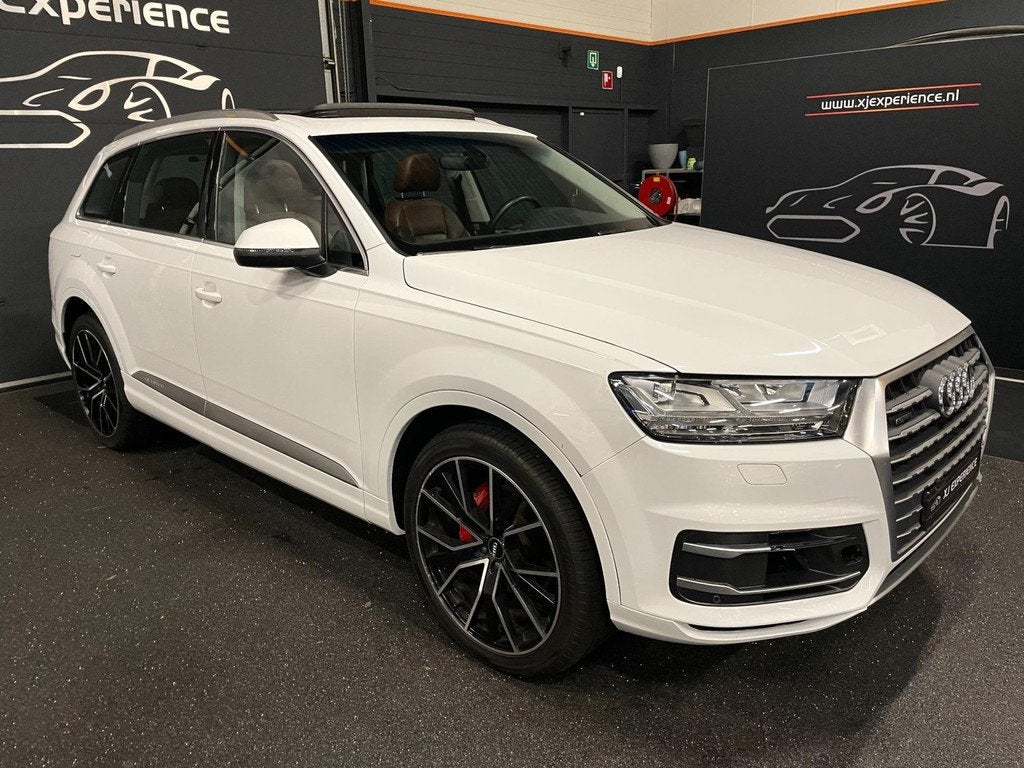 Audi Q7 2.0 TFSI Quattro 45 TFSI Panoramadak Leder CarPlay E, Auto's, Audi, Automaat, Gebruikt, Wit, Leder