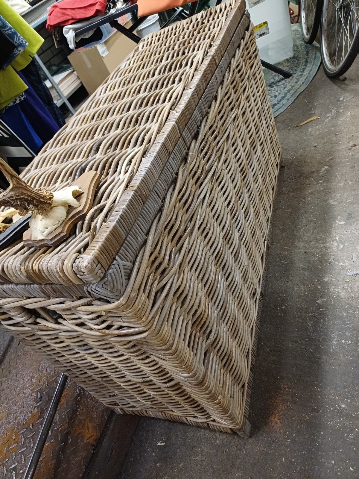 Grote rieten opbergkist / dekenkist - 40x65x110 cm, Ophalen, Overige materialen, Gebruikt, 100 tot 150 cm