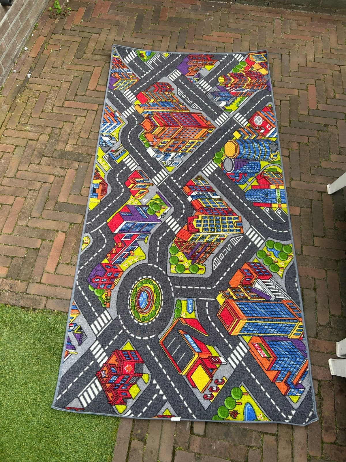 Speelkleed met wegen en gebouwen, Ophalen, Gebruikt