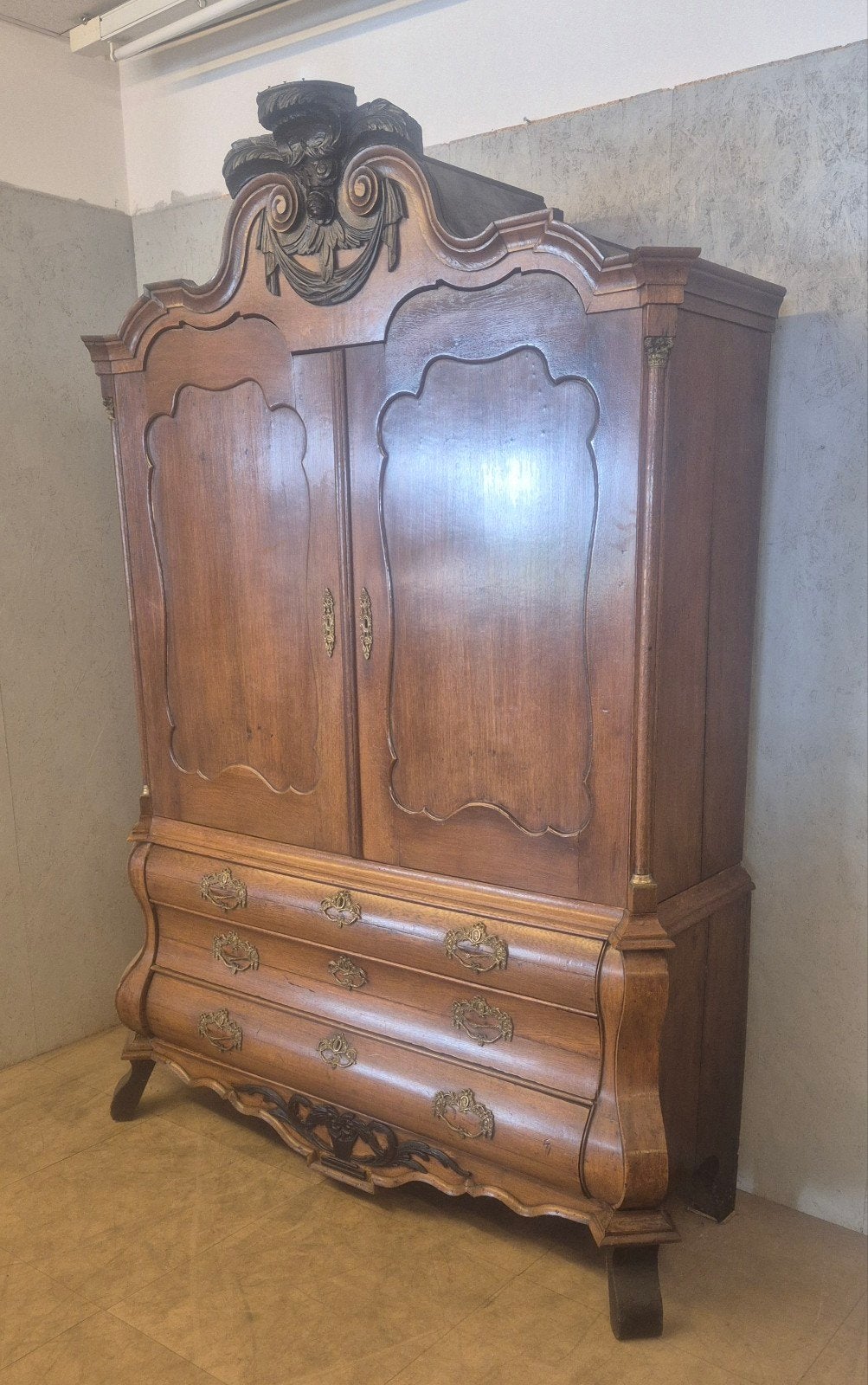 18e-eeuws Hollands eiken rococo kabinet, Antiek en Kunst, Antiek | Meubels | Kasten, Ophalen