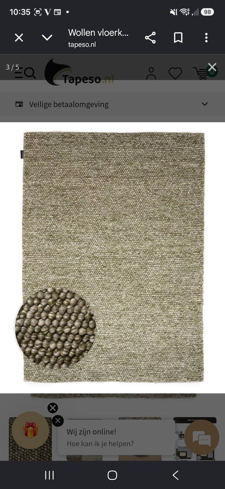 wollen vloerkleed, Huis en Inrichting, 200 cm of meer, Ophalen of Verzenden, Zo goed als nieuw, 200 cm of meer