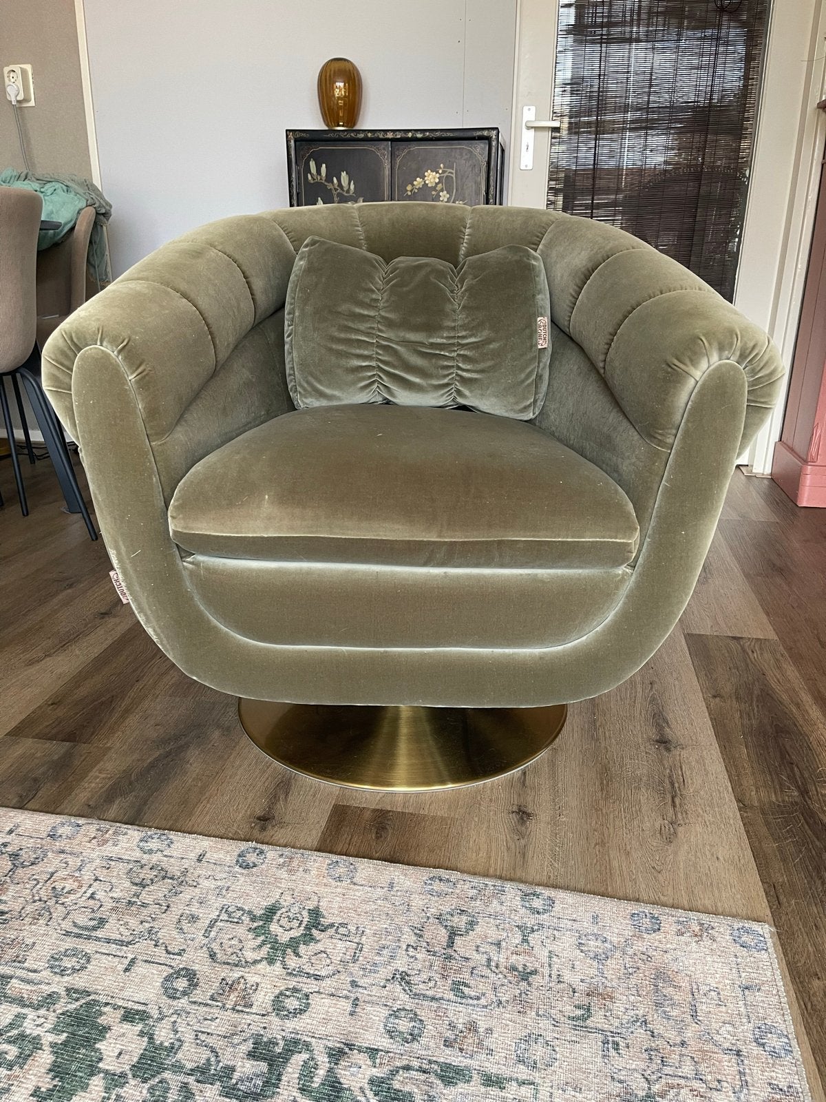 Dutchbone Member semi Draaibare Fauteuil - Groen, Ophalen, Gebruikt, Overige materialen, 75 tot 100 cm