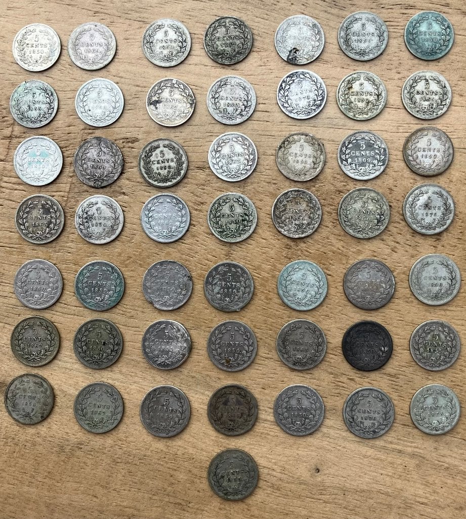 lotje van 50 stuivers Willem III, Ophalen, Koning Willem III, Setje, Zilver