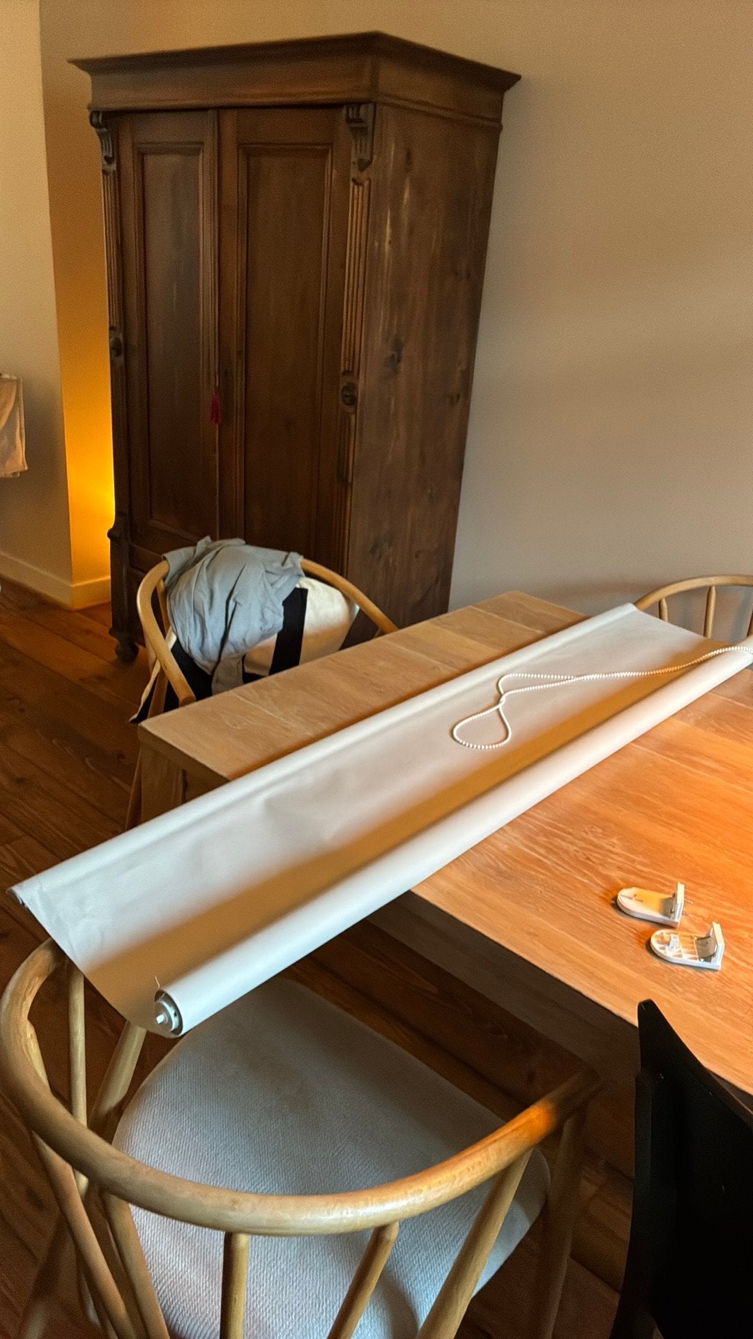 Rolgordijn 150cm breed, 240 lang, Ophalen, Zo goed als nieuw, Wit, Rolgordijn