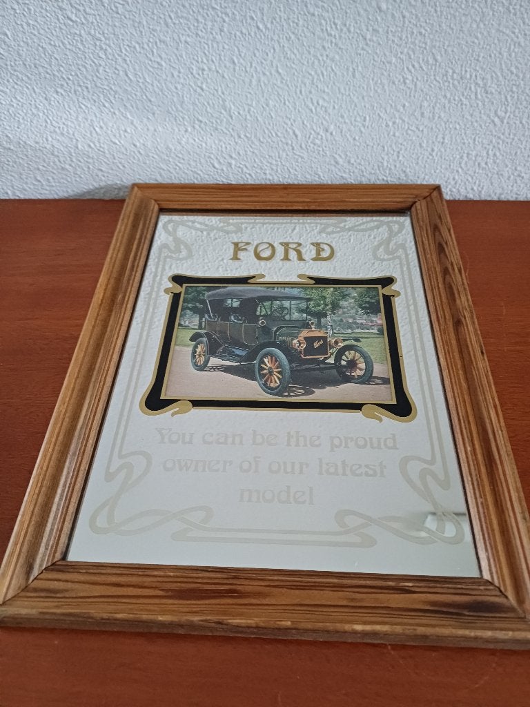Vintage Ford Model T spiegel met houten lijst, Ophalen of Verzenden, Gebruikt, Auto's