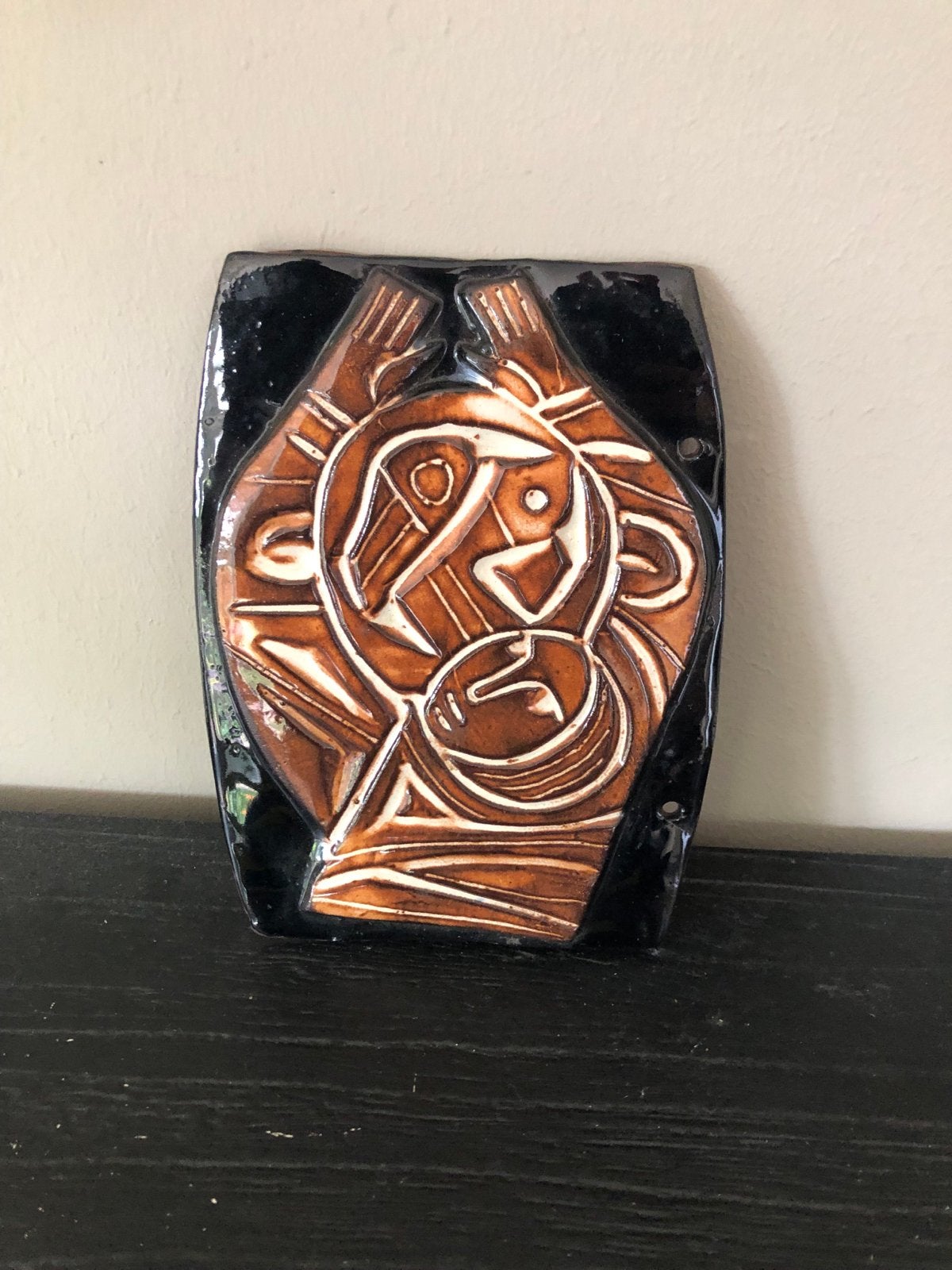 Keramiek Wanddecoratie - Abstracte Kunst (Henk Potters), Ophalen, Minder dan 20 cm, Handgemaakt, Wanddecoratie