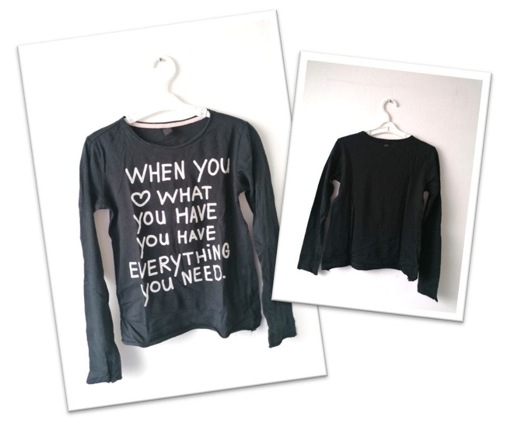 Jilly zwarte longsleeve met witte opdruk maat 146/152, Meisje, Ophalen of Verzenden, Zo goed als nieuw, Shirt of Longsleeve