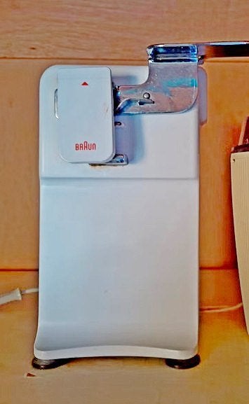 Braun elektrische blikopener - Vintage keukenapparaat, Huis en Inrichting, Ophalen, Kunststof, Alessi, Wit