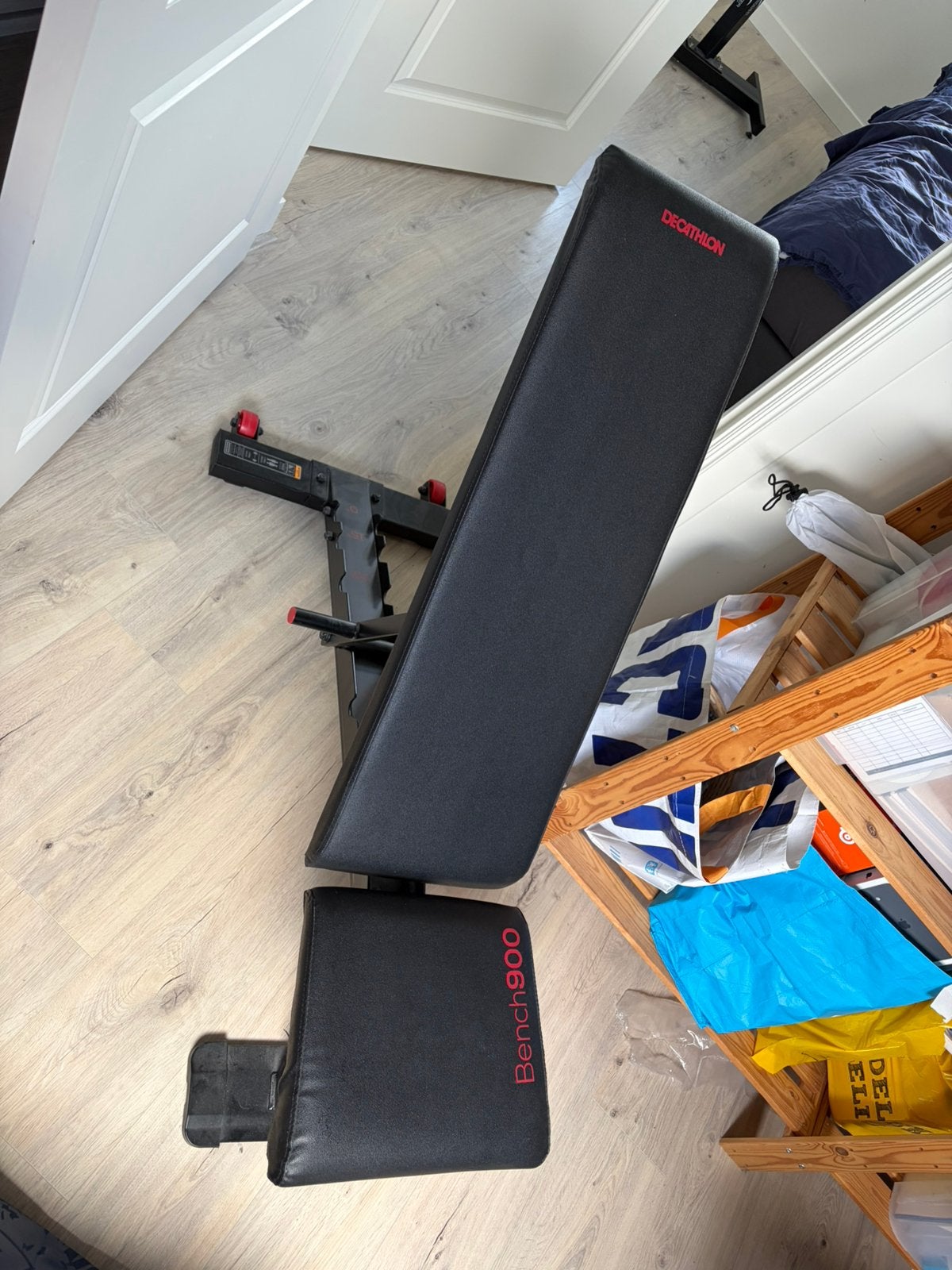 Halterbank incl.dumbells en gewichten, Ophalen, Zo goed als nieuw, Fitnessbank