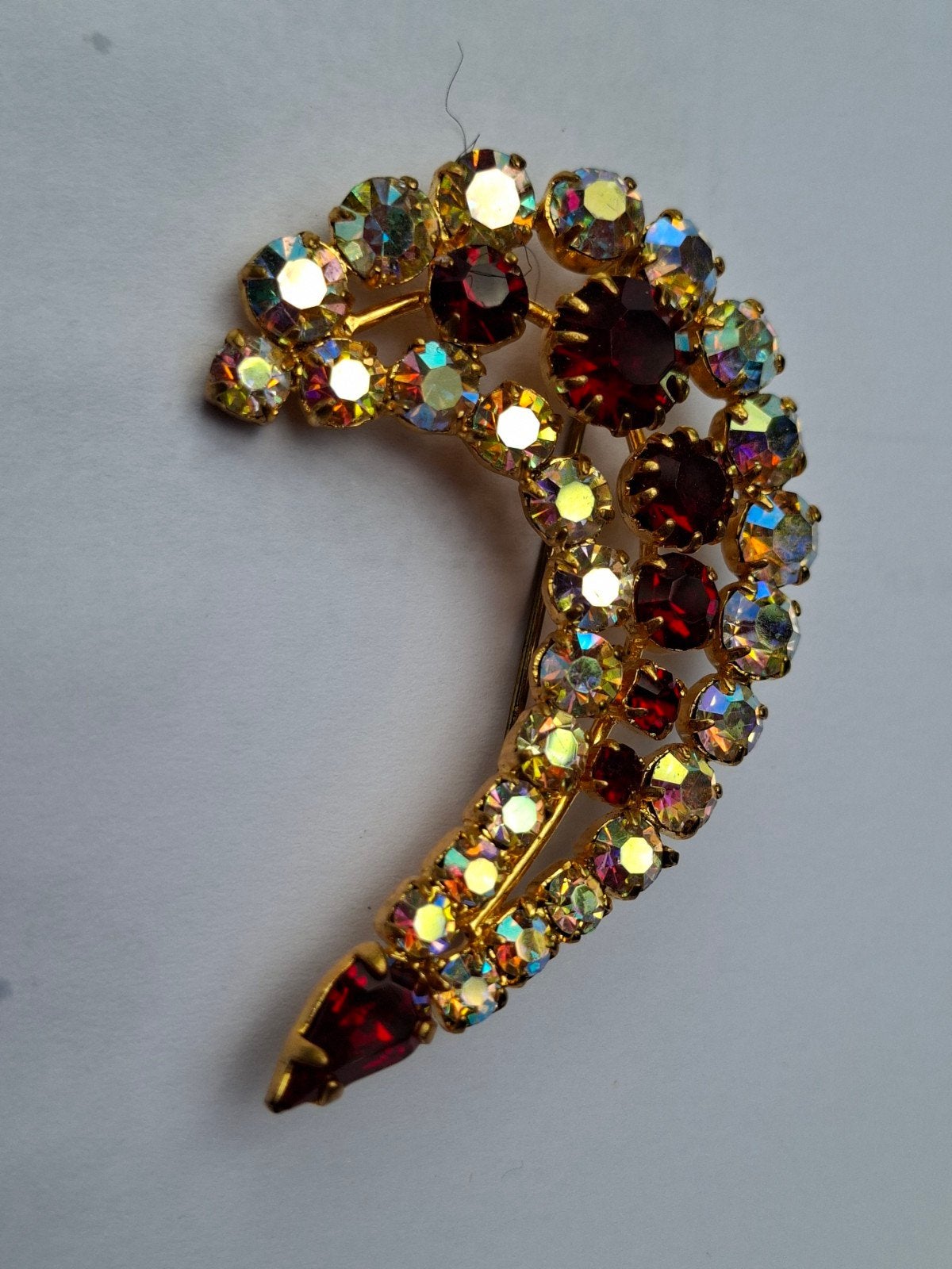 Vintage Strass Broche - 5cm, Overige materialen, 4 tot 7 cm, Gebruikt, Met strass