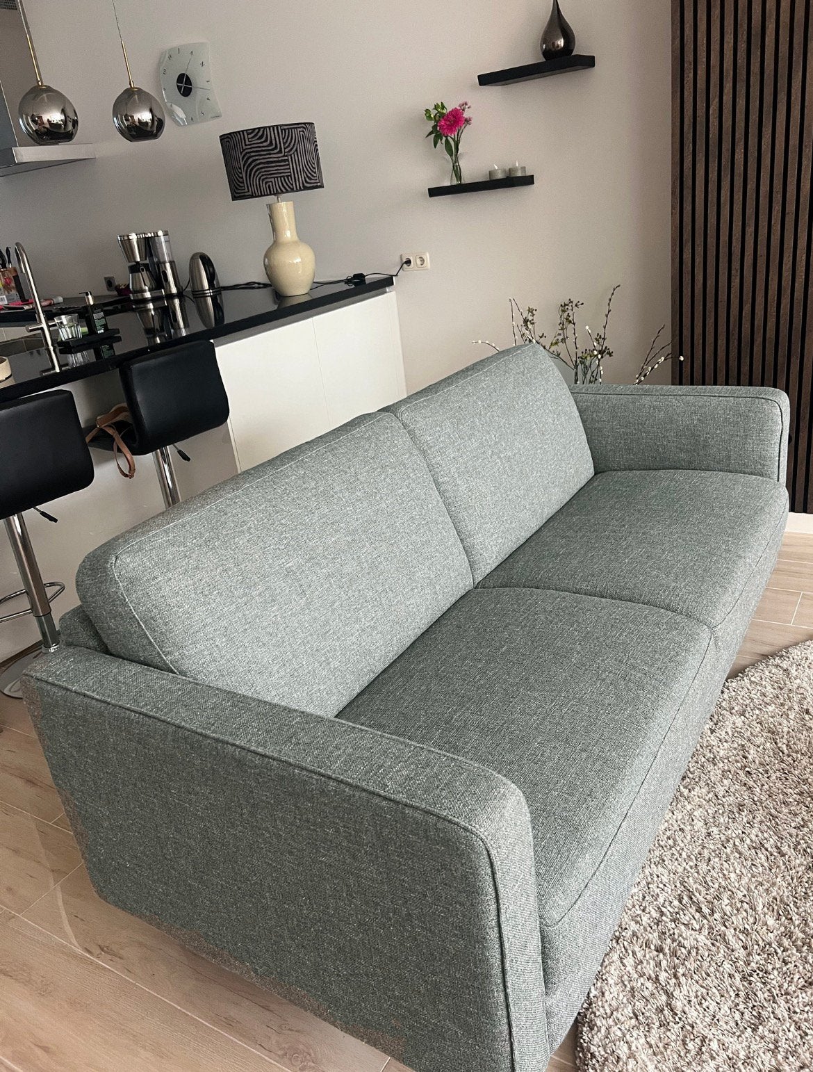 Natuzzi 2-3 zitsbank grijs/groen 192x86x46, Huis en Inrichting, 150 tot 200 cm, Driepersoons, 75 tot 100 cm, Ophalen of Verzenden
