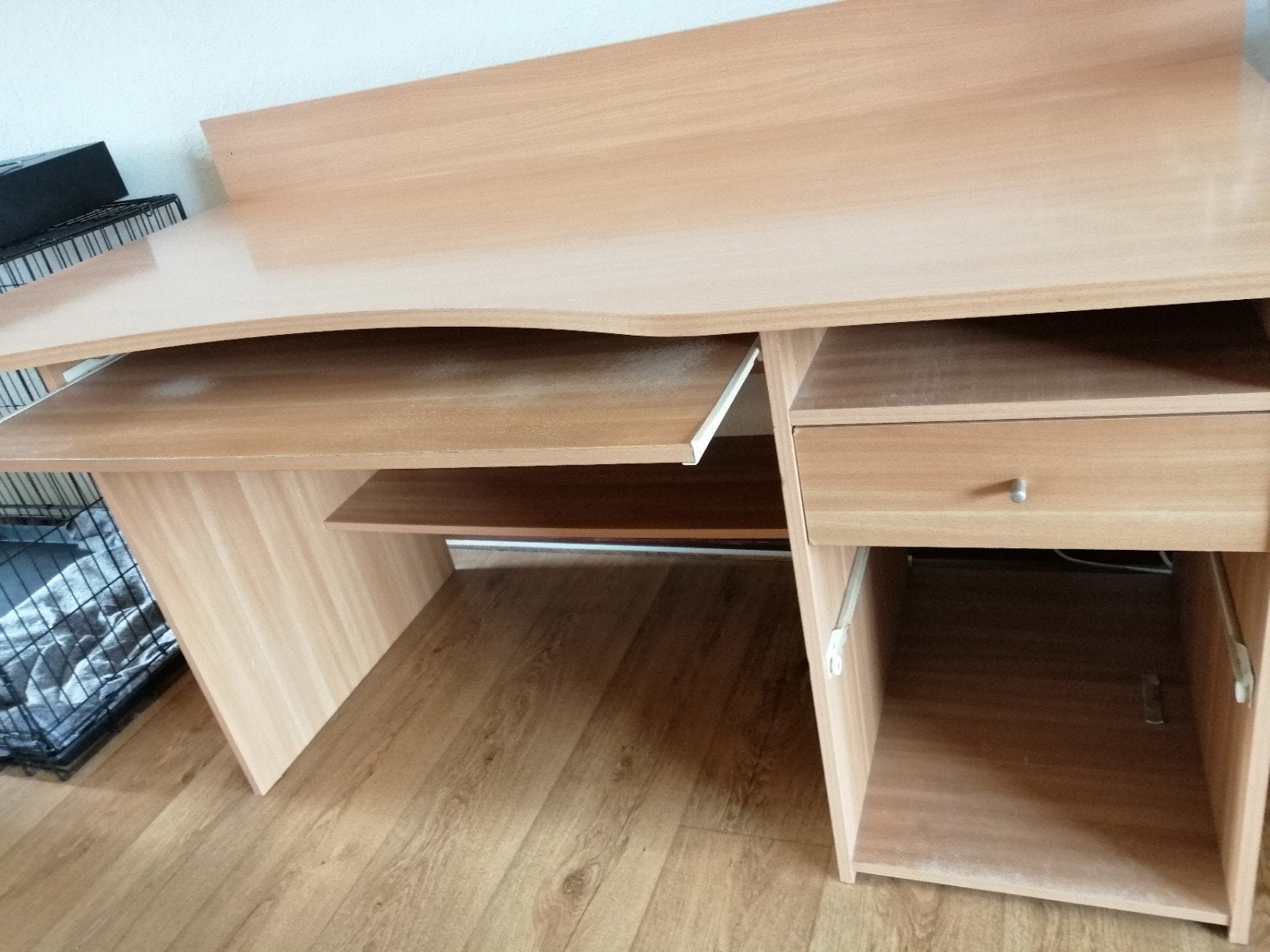Houten Computerbureau met Lade en Opbergruimte, Ophalen, Met lades, Gebruikt, Hout