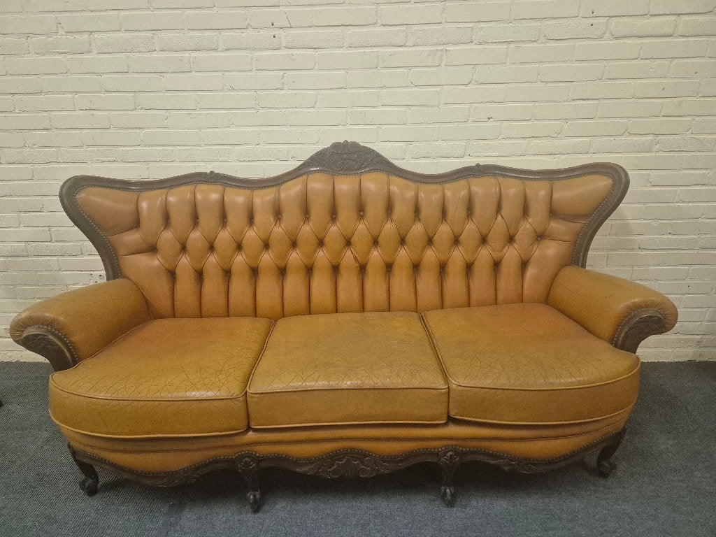Prachtige Klassieke Chesterfield Bank (3-Zits), Ophalen, Gebruikt, 150 tot 200 cm, Driepersoons