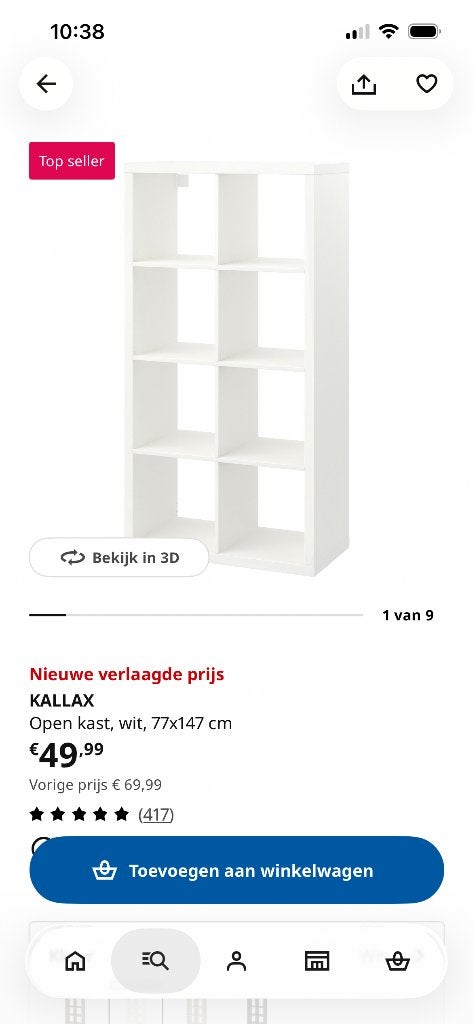 Kallax kast 8 vakken, Ophalen, 50 tot 100 cm, Zo goed als nieuw, Minder dan 100 cm