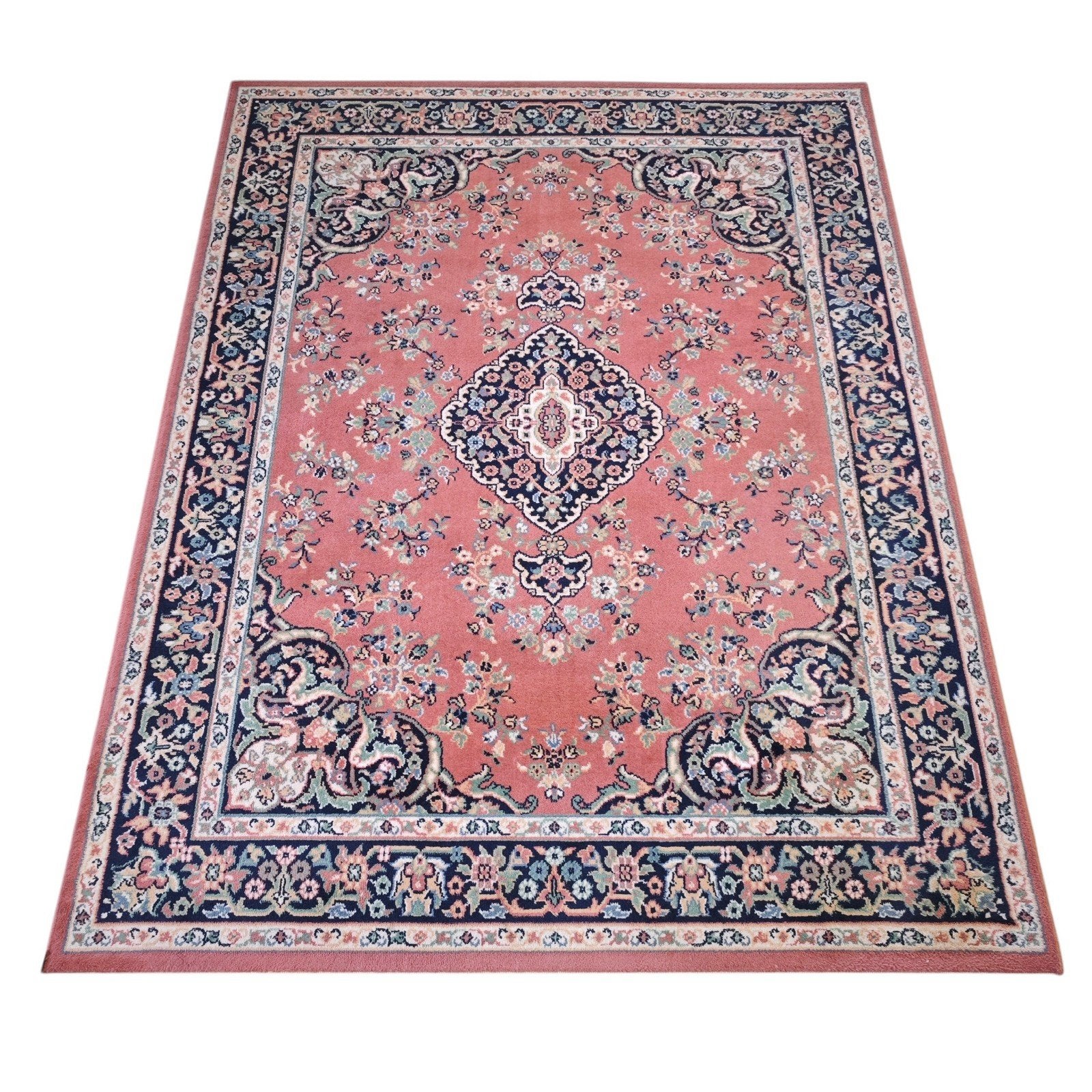 vintage oosters vloerkleed pink groen medallion 170x225cm, Gebruikt, 150 tot 200 cm, 200 cm of meer, Ophalen of Verzenden