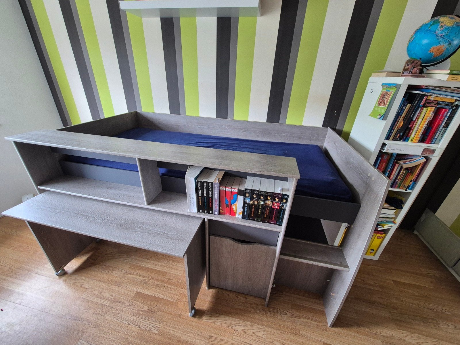 Halfhoogslaper met bureau, Ophalen, Gebruikt, Eenpersoons, 90 cm