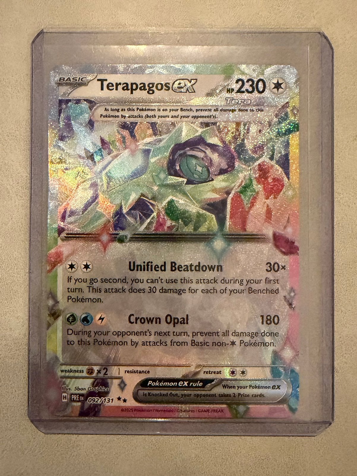 Terapagos EX PRE 092/131 pokemon kaart, Ophalen of Verzenden, Nieuw, Losse kaart, Foil
